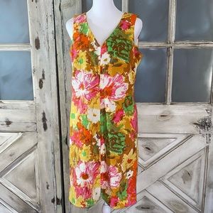 Talbots Floral Sheath Dress green/pink Size 8P